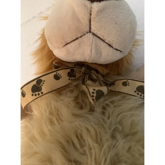 Lion Plush Stuffed Animal Le Rouet Canada Jouet en Peluche Paw Print Ribbon 16" - Picture 12 of 15